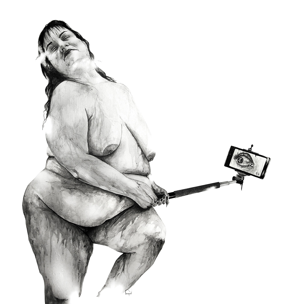 Selfie de dona  nua obesa